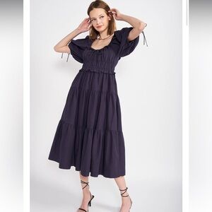 En Saison Brielle Midi Dress Size S Navy